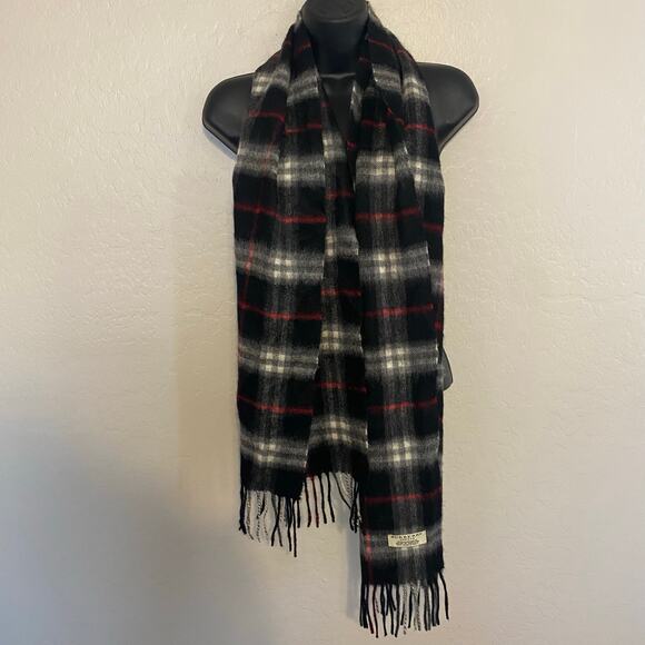 Burberry Accessories - Burberry London 100% Cashmere Scarf Nova Check Black White Red